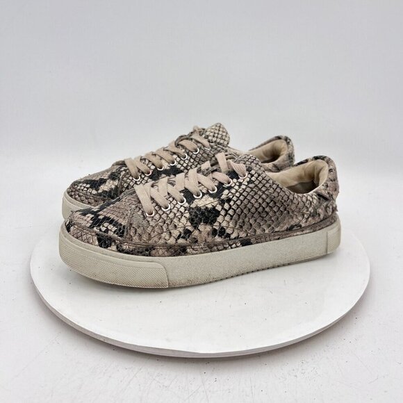 All Saints Trish Women Size EU 38 US 8 Beige Leather Snakeskin Print Shoe - Picture 1 of 14